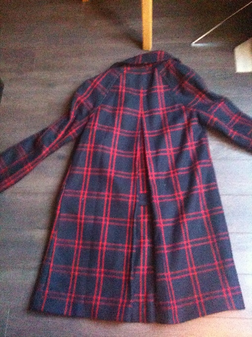 Manteau H&M retro vintage NEUF t34 marine rayé rouge